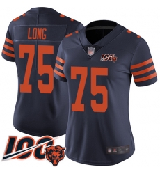 Women Chicago Bears 75 Kyle Long Limited Navy Blue Rush Vapor Untouchable 100th Season Football Jersey