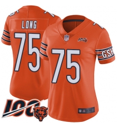 Women Chicago Bears 75 Kyle Long Orange Alternate 100th Season Limited Football Jersey