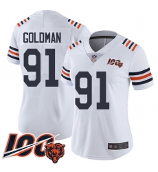 Women Chicago Bears 91 Eddie Goldman White 100th Season Limited Football Jersey