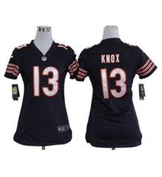 Women Nike Chicago Bears 13 Johnny Knox Blue Nike NFL Jerseys