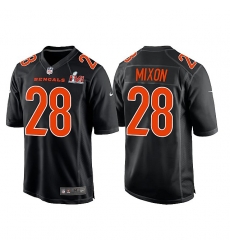 Men Cincinnati Bengals 28 Joe Mixon 2022 Black Super Bowl LVI Game Stitched Jersey