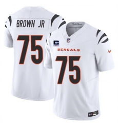 Men Cincinnati Bengals 75 Orlando Brown Jr White 2025 F U S E  With 2 Star C Patch Vapor Untouchable Limited Stitched Football Jersey