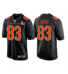 Men Cincinnati Bengals 83 Tyler Boyd 2022 Black Super Bowl LVI Game Stitched Jersey