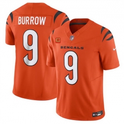 Men Cincinnati Bengals 9 Joe Burrow Orange 2024 F U S E With 4 Star C Patch Vapor Untouchable Limited Stitched Jersey