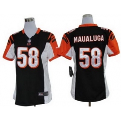 Women Nike Cincinnati Bengals 58# Rey Maualuga Black Nike NFL Jerseys