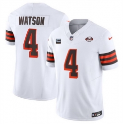 Men Cleveland Browns 4 Deshaun Watson White 2024 F U S E  With 2 Star C Patch 1946 Collection Vapor Untouchable Limited Stitched Jersey