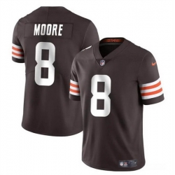 Men Cleveland Browns 8 Elijah Moore Brown Vapor Limited Stitched Football Jersey