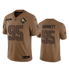 Men Cleveland Browns 95 Myles Garrett 2023 Brown Salute To Service Limited Stitched Jersey