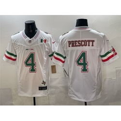 Men Dallas Cowboys 4 Dak Prescott 2024 Mexico White F U S E  Stitched Football Jersey