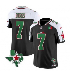 Men Dallas Cowboys 7 Trevon Diggs 2024 Mexico Black White F U S E  Stitched Football Jersey