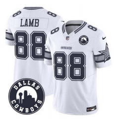 Men Dallas Cowboys 88 CeeDee Lamb White F U S E  With  27Dallas City 27 Patch Vapor Limited Stitched Football Jersey Men Dallas Cowboys 88 CeeDee Lamb White F U S E  With  27Dallas City 27 Patch Vapor Limited Stitched Football Jersey