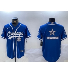 Men Dallas Cowboys Big Logo Royal With Patch Cool Base Stitched Baseball Jersey 5