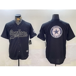 Men Dallas Cowboys Team Big Logo Black With Patch Cool Base Stitched Baseball Jersey