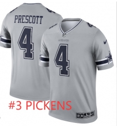 Men Nike Dallas Cowboys George Pickens #3 Gray Legend Player Stitched NFL Jersey