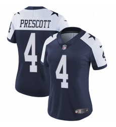 Womens Nike Dallas Cowboys 4 Dak Prescott Navy Blue Throwback Alternate Vapor Untouchable Limited Player NFL Jersey