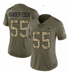 Womens Nike Dallas Cowboys 55 Leighton Vander Esch Limited OliveCamo 2017 Salute to Service NFL Jersey