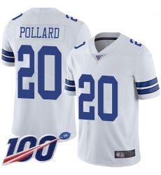 Youth Cowboys 20 Tony Pollard White Stitched Football 100th Season Vapor Limited Jersey