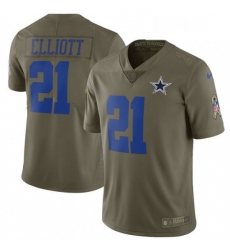 Youth Nike Dallas Cowboys 21 Ezekiel Elliott Limited Olive 2017 Salute to Service NFL Jersey