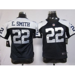 Youth Nike Dallas Cowboys 22 E.SMITH Blue Thankgivings Nike NFL Jerseys