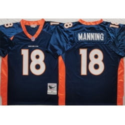 Men Denver Broncos 18 Peyton Manning Navy Throwback Stitched Jersey