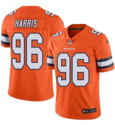 Nike Broncos 96 Shelby Harris Orange Men Stitched NFL Limited Rush Jersey