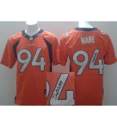 Nike Denver Broncos 94 DeMarcus Ware Orange Elite Signed NFL Jersey