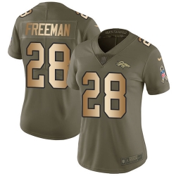 Nike Broncos #28 Royce Freeman Olive Gold Women Stitched NFL Limited 2017 Salute to Service Jersey