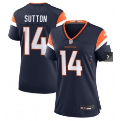 Women Denver Broncos 14 Courtland Sutton Navy 2024 F U S E Vapor Limited Stitched Football Jersey