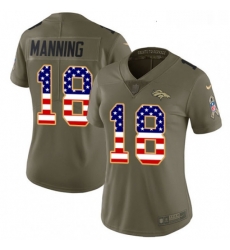 Womens Nike Denver Broncos 18 Peyton Manning Limited OliveUSA Flag 2017 Salute to Service NFL Jersey