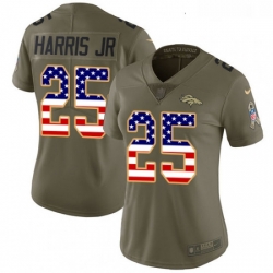 Womens Nike Denver Broncos 25 Chris Harris Jr Limited OliveUSA Flag 2017 Salute to Service NFL Jersey