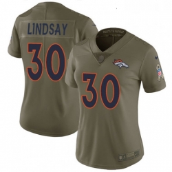 Womens Nike Denver Broncos 30 Phillip Lindsay Limited Olive 2017 Salute to Service NFL Jersey