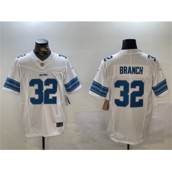 Men Detroit Lions 32 Brian Branch White 2024 F U S E  Vapor Limited Stitched Jersey