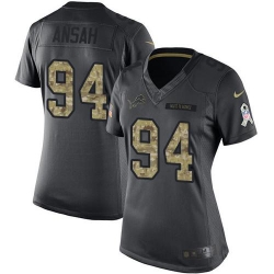 Nike Lions #94 Ziggy Ansah Black Womens Stitched NFL Limited 2016 Salute to Service Jersey