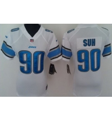 Women Nike Detroit Lions 90# Ndamukong Suh White Nike NFL Jerseys