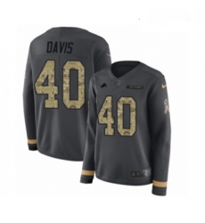 Womens Nike Detroit Lions 40 Jarrad Davis Limited Black Salute to Service Therma Long Sleeve NFL Jersey