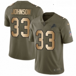 Youth Nike Detroit Lions 33 Kerryon Johnson Limited OliveGold Salute to Service NFL Jersey