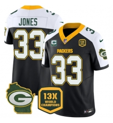 Men Green Bay Packers 33 Aaron Jones Black White 2023 F U S E Home With 1 Star C Patch 13 Time World Champions Vapor Untouchable Limited Stitched Football Men Green Bay Packers 33 Aaron Jones Black White 2023 F U S E Home With 1 Star C Patch 13 Time World Champions Vapor Untouchable Limited Stitched Football
