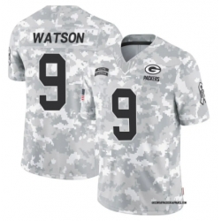 Men Green Bay Packers #9 Christian Watson 2024 Arctic Camo Salute To Service Limited Stitched Football Jersey