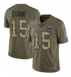 Men Nike Green Bay Packers 15 Bart Starr Limited OliveCamo 2017 Salute to Service NFL Jersey