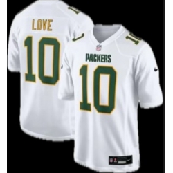 Women Green Bay Packers #10 Jordan Love white green limited jersey