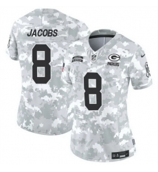 Women Green Bay Packers 8 Josh Jacobs 2024 F U S E Arctic Camo Salute To Service Limited Stitched Football Jersey