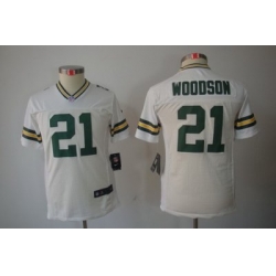 Nike Youth Green Bay Packers #21 Woodson White Color[Youth Limited Jerseys]