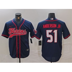 Men Houston Texans 51 Will Anderson Jr  Navy With Patch Cool Base Stitched Baseball Jersey