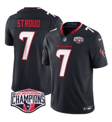 Men Houston Texans 7 C J  Stroud Navy F U S E  2024 AFC South Division Champions Vapor Limited Stitched Football Jersey