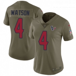 Womens Nike Houston Texans 4 Deshaun Watson Limited Olive 2017 Salute to Service NFL Jersey