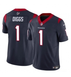 Youth Houston Texans 1 Stefon Diggs Navy 2024 F U S E Vapor Untouchable Limited Stitched Football Jersey