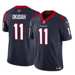 Youth Houston Texans 11 Jeff Okudah Navy 2024 F U S E Vapor Untouchable Limited Stitched Football Jersey