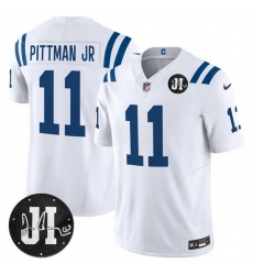 Men Indianapolis Colts 11 Michael Pittman Jr White 2025 F U S E Jim Irsay Patch Vapor Limited Stitched Football Jersey Men Indianapolis Colts 11 Michael Pittman Jr White 2025 F U S E Jim Irsay Patch Vapor Limited Stitched Football Jersey