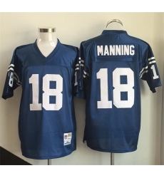 Men Indianapolis Colts 18 Peyton Manning Blue Throwback Stitched Football Jersey