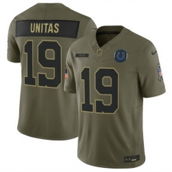 Men Indianapolis Colts 19 Johnny Unitas Olive 2025 F U S E  Salute to Service Limited Stitched Football Jersey